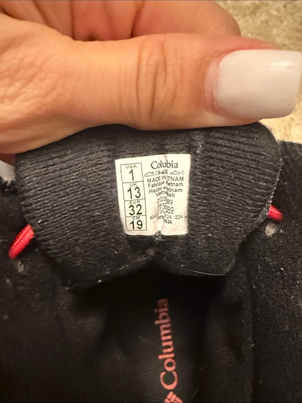 Columbia Kids Black Boots with Red Laces